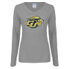 Thumbnail image for  Womens Grey Long Sleeve V Neck Tee 