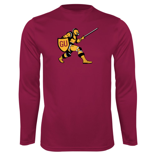  Maroon Performance Long Sleeve Shirt - Gannon Golden Knight Logo