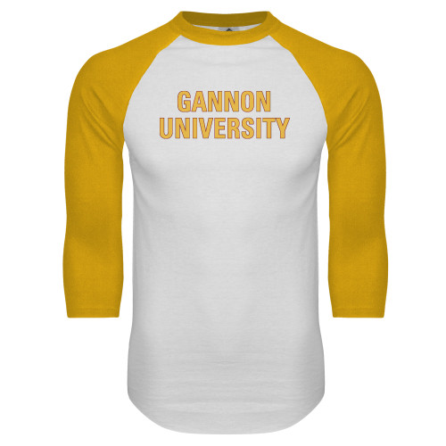  White/Gold Raglan Baseball T Shirt - Gannon University