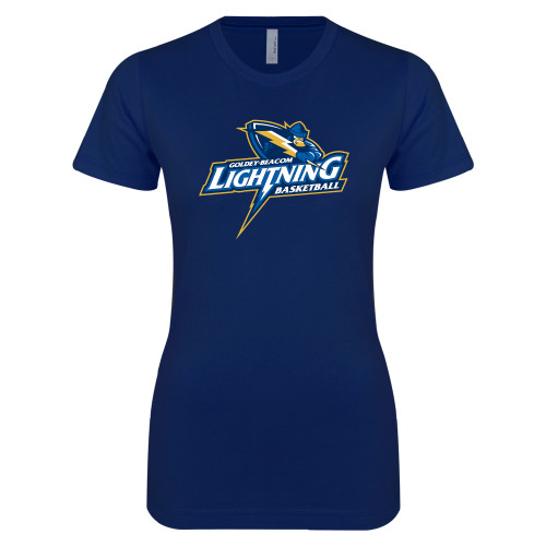  Next Level Womens Navy Boyfriend Tee - Basketball