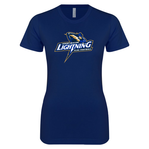  Next Level Womens Navy Boyfriend Tee - Flag Football
