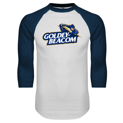  White/Navy Raglan Baseball T Shirt - Primary Mark