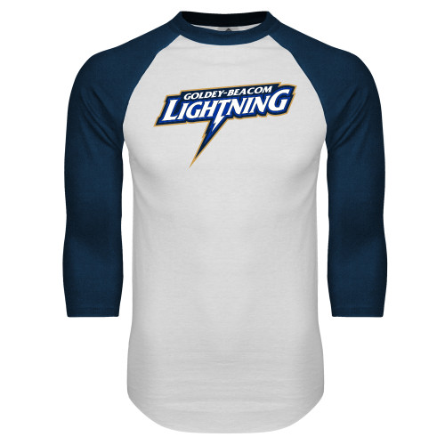  White/Navy Raglan Baseball T Shirt - Goldey Beacom Lighting