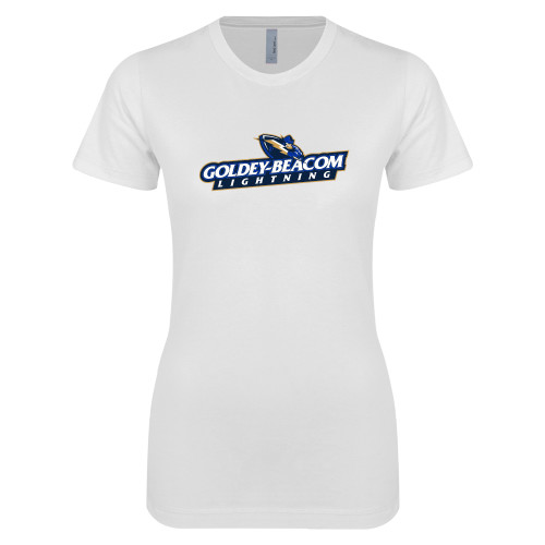  Next Level Womens White Boyfriend Tee - Horizontal Lighting