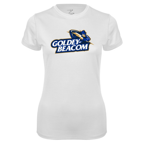  Womens White Performance Tee - Primary Mark