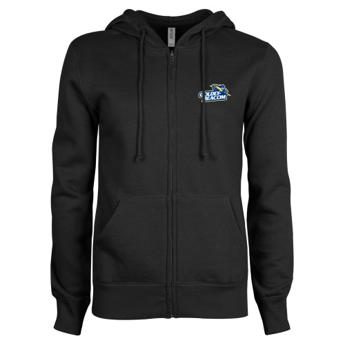  ENZA Womens Black Fleece Full Zip Hoodie - Primary Mark