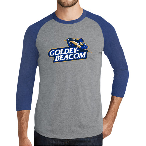  Grey/Royal Heather Triblend Baseball Raglan Tee - Primary Mark