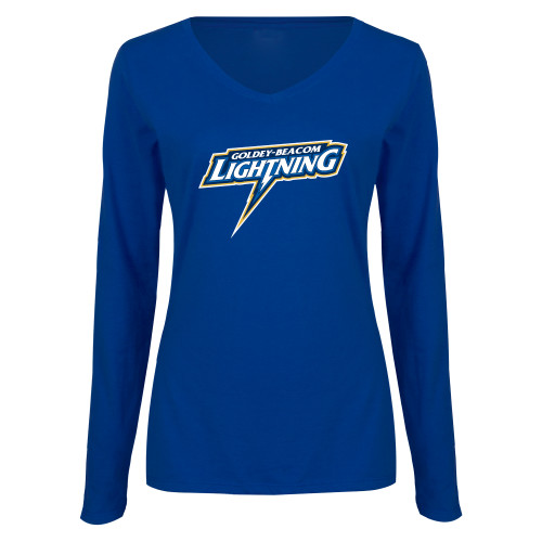  Womens Royal Long Sleeve V Neck Tee  - Goldey Beacom Lighting