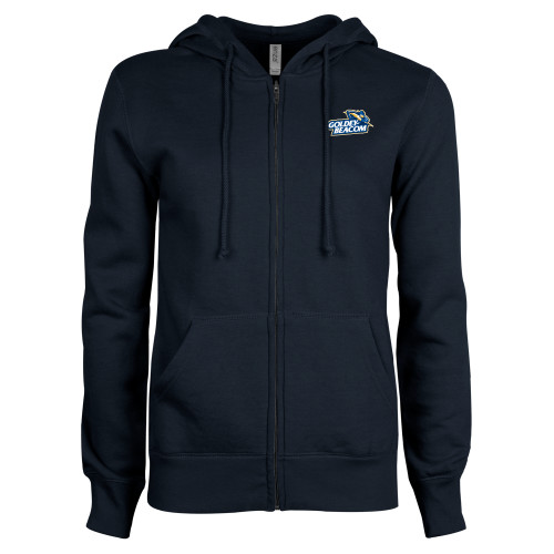  ENZA Womens Navy Fleece Full Zip Hoodie - Primary Mark