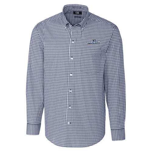  Cutter & Buck Navy Gingham Long Sleeve Button Down - Horizontal Lighting