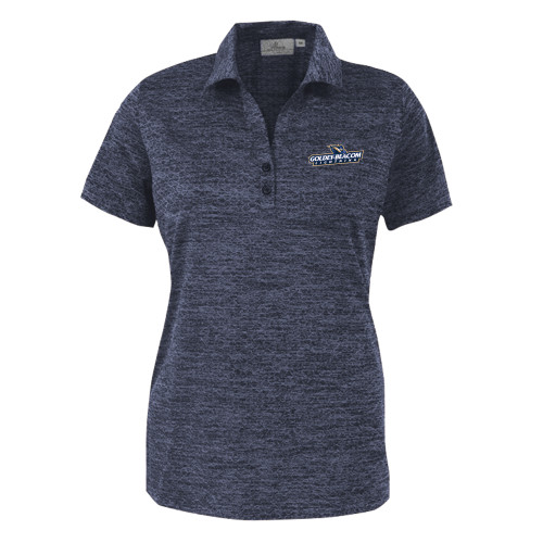  Womens Navy Honeycomb Jacquard Polo - Horizontal Lighting