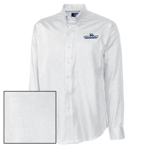 Cutter & Buck Nailshead Long Sleeve Button Down White - Horizontal Lighting