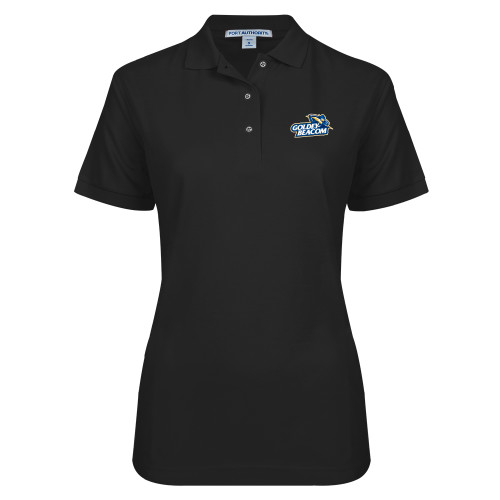  Womens Silk Touch Black Pique Polo - Primary Mark