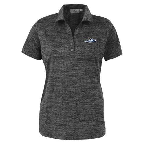  Womens Charcoal Honeycomb Jacquard Polo - Horizontal Lighting
