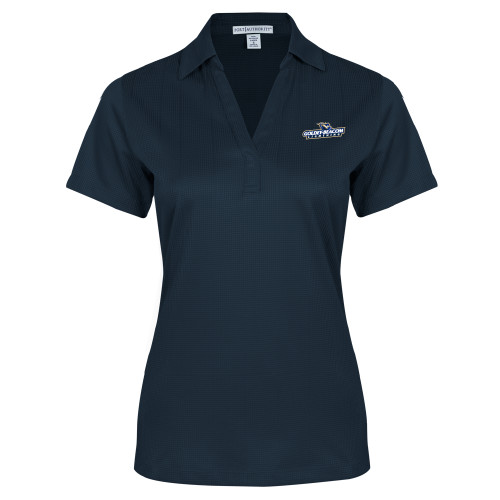  Womens Navy Performance Fine Jacquard Polo - Horizontal Lighting