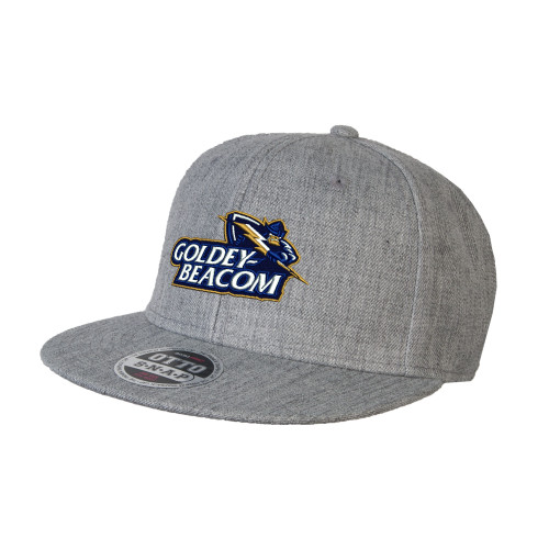  Heather Grey Wool Blend Flat Bill Snapback Hat - Primary Mark