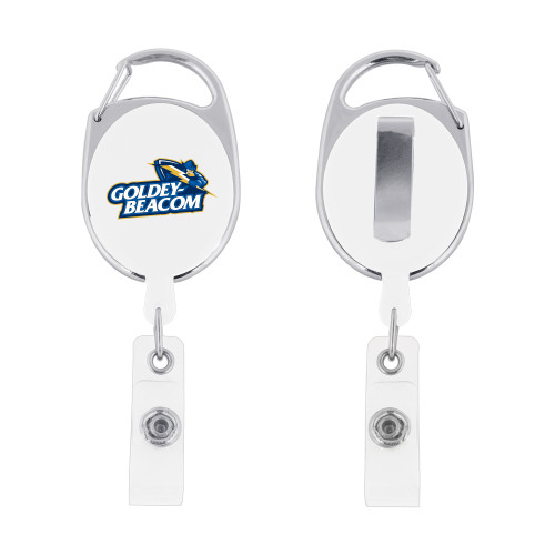  White Oval Retractable Badge Holder w/Clip - Primary Mark