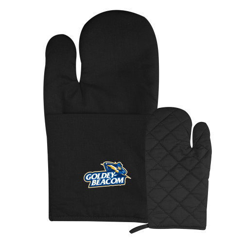  Quilted Canvas Black Oven Mitt - Primary Mark