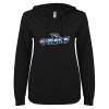 Thumbnail image for  ENZA Womens Black V Notch Raw Edge Fleece Hoodie