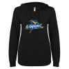 Thumbnail image for  ENZA Womens Black V Notch Raw Edge Fleece Hoodie