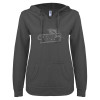 Thumbnail image for  ENZA Womens Dark Heather V Notch Raw Edge Fleece Hoodie