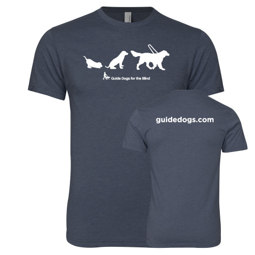  Next Level Navy Triblend Tee - 3 Stages of a Guide Dog with Horizontal Logo in White