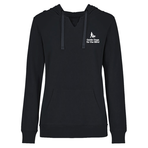  Womens Plus Black Hoodie - Stacked GDB Logo in White
