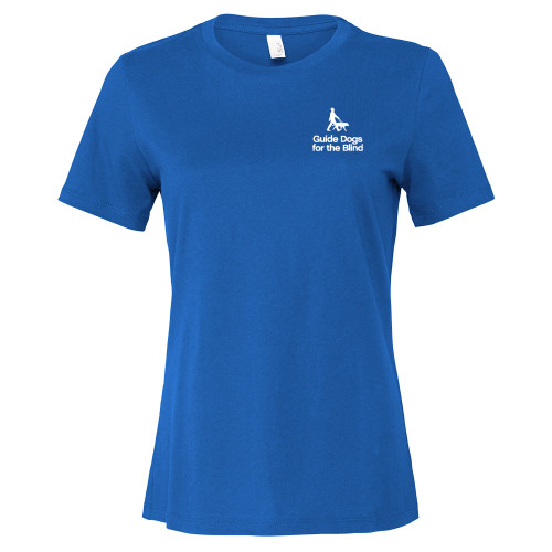  Bella + Canvas Womens Royal Relaxed Cotton T Shirt - Stacked GDB Logo in White