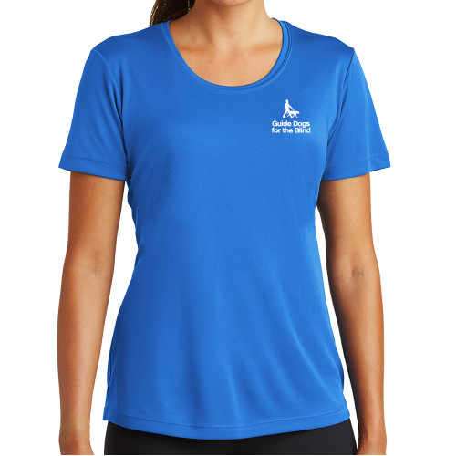  Womens Royal Performance Tee - Stacked GDB Logo in White