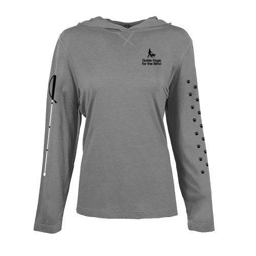  Womens Grey Heather Long Sleeve Hooded Tee - Stacked GDB Logo in Black