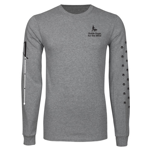  Grey Long Sleeve T Shirt - Stacked GDB Logo in Black