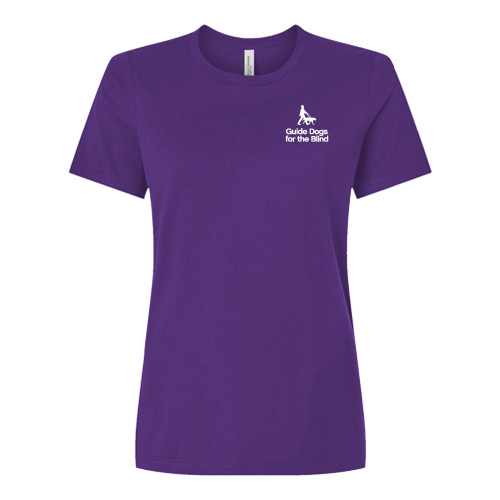  Bella + Canvas Womens Purple Relaxed Cotton T Shirt - Stacked GDB Logo in White