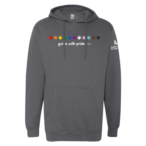 Guide with Pride Paws across chest Charcoal Hooded Sweatshirt