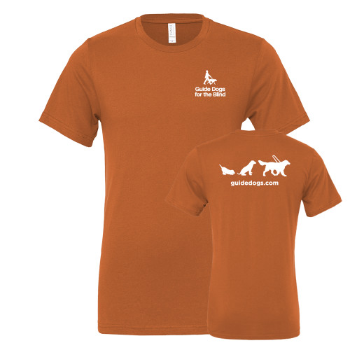  Bella + Canvas Autumn Jersey Cotton T Shirt - 3 Stages of a Guide Dog with GDB URL in White