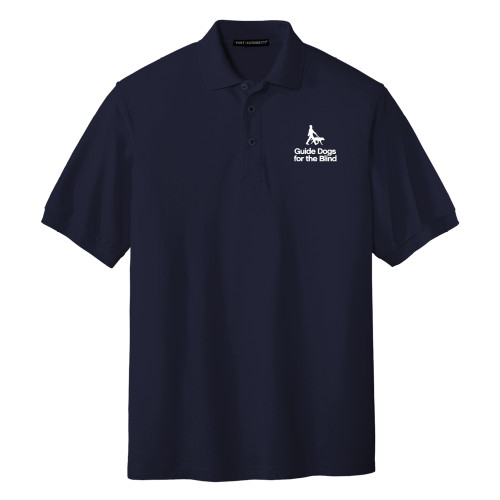  Navy Silk Touch Polo - Stacked GDB Logo in White