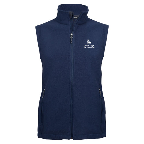  Navy Fleece Full Zip Vest - Stacked GDB Logo in White