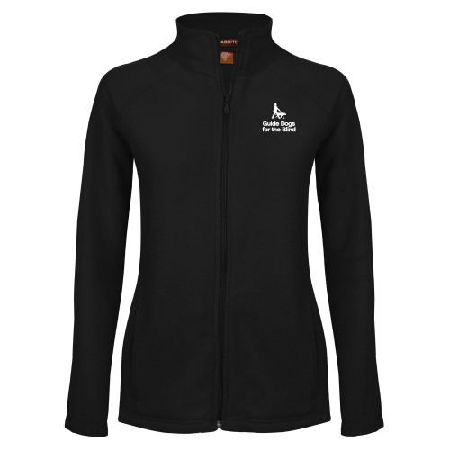  Womens Black Fleece Full Zip Jacket - Stacked GDB Logo in White