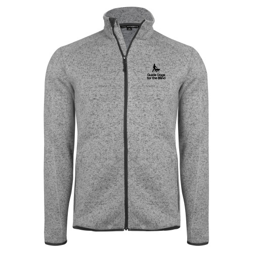  Grey Heather Sweater Fleece Jacket - Stacked GDB Logo in Black