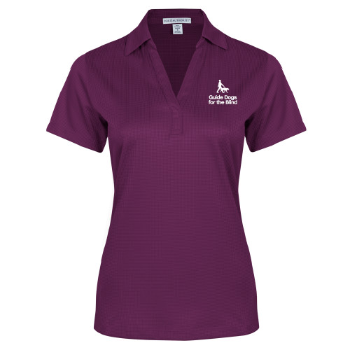  Womens Purple Performance Fine Jacquard Polo - Stacked GDB Logo in White