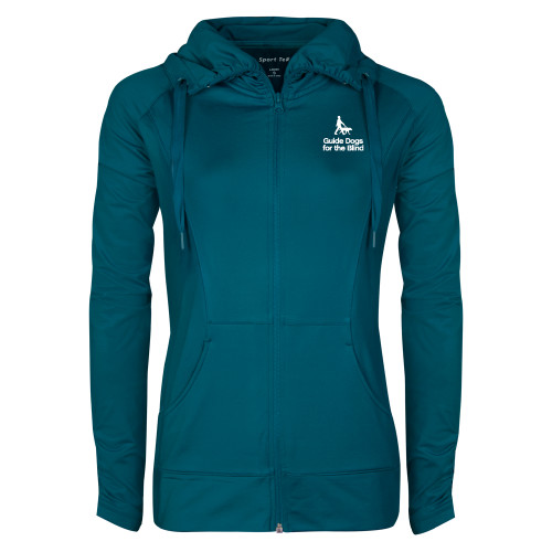  Womens Sapphire Sport Wick Stretch Full Zip Jacket - Stacked GDB Logo in White