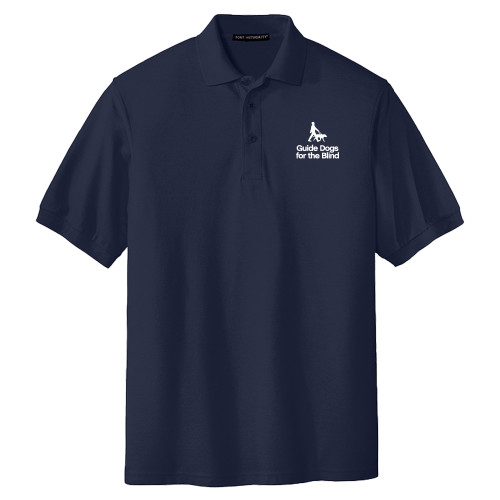  Extended Navy Silk Touch Polo - Stacked GDB Logo in White