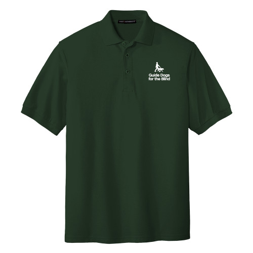  Dark Green Silk Touch Polo - Stacked GDB Logo in White