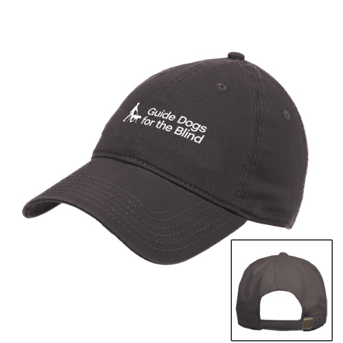  Charcoal Unstructured Adjustable Low Profile Hat - Horizontal Stacked Text GDB Logo in White