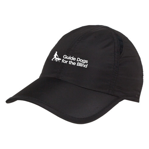  Womens Black Performance Cap - Horizontal Stacked Text GDB Logo in White