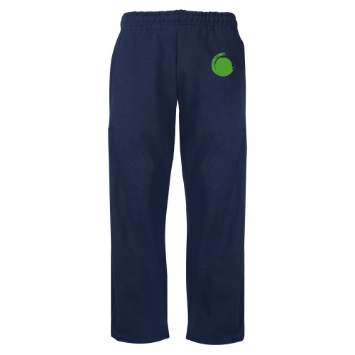 Navy Fleece Open Bottom Pant-Green Dot