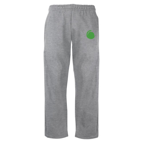 Grey Fleece Open Bottom Pant-Green Dot