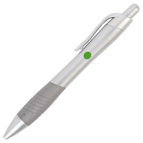 Metallic Mykonos Silver Pen-Green Dot