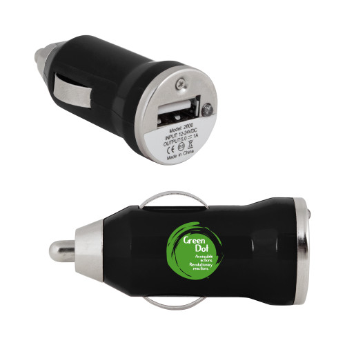 On the Go Black Car Charger-Tagline Inside