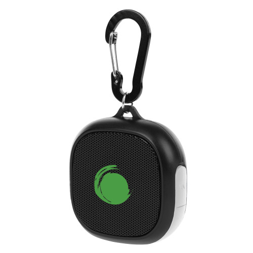 Black/White Waterproof Speaker w/ Carabiner-Green Dot
