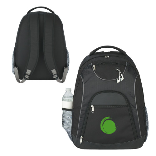 The Ultimate Black Computer Backpack-Green Dot